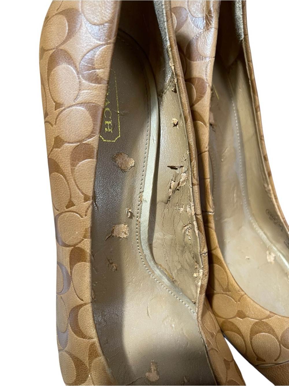 Coach Nataasha Signature Monogram Heels Tan Leather Pumps Size 10B Classic Work - Picture 4 of 12